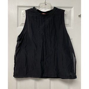Nike Womens Black Nylon Layered Black Mesh Sleeveless Tank Shirt XL